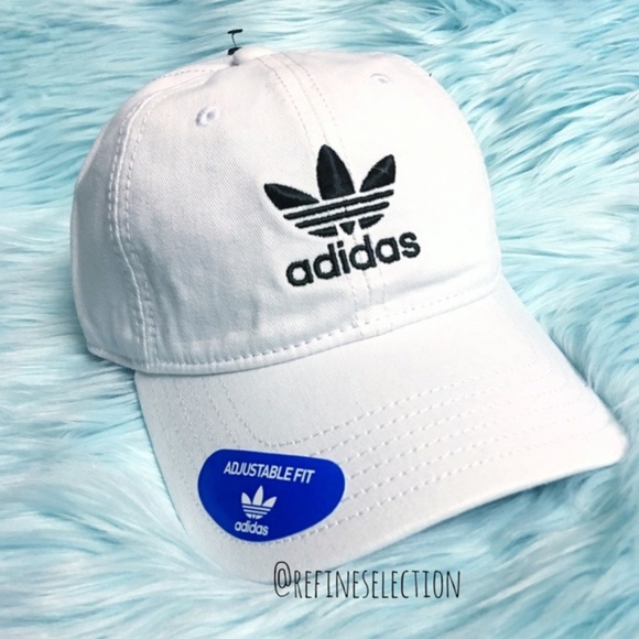 adidas Other - adidas Trefoil White Relaxed Strapback Dad Hat